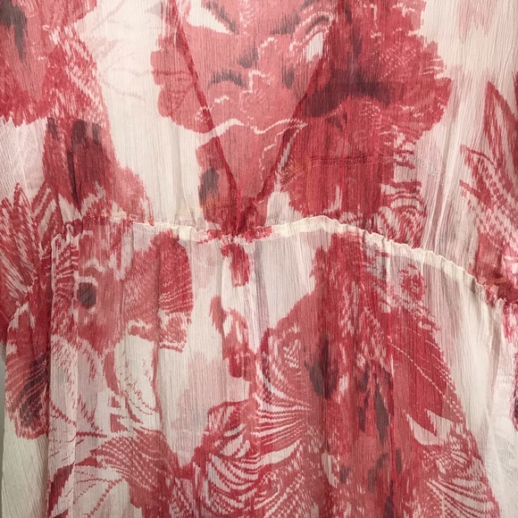 Karen Kane Red Cream Tie Front Top - Picture 4 of 11